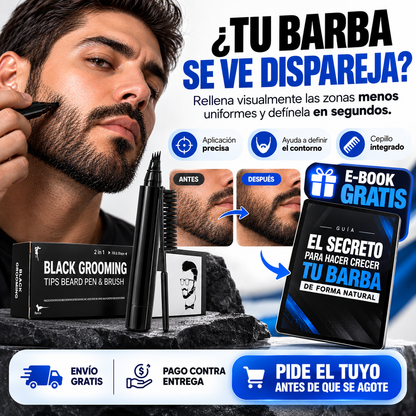 Lápiz Definidor de Barba 2 en 1 + Cepillo + Guía GRATIS